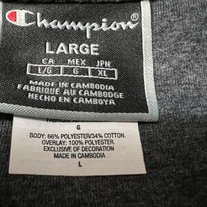 Champion Dark Heather Gray Sweatshirt Tag Close-Up